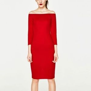 Zara off shoulder bodycon dress